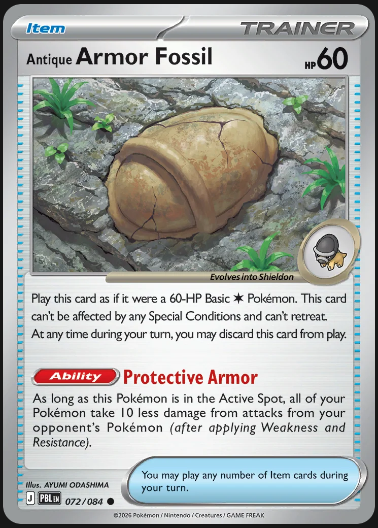 Pitch Black – Antique Armor Fossil 072/084 – Reverse Holo